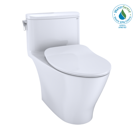 TOTO Nexus 1G One-Piece Elongated 1.0 GPF Universal Height Toilet with CEFIONTECT and SS234 SoftClose Seat, WASHLET+ Ready, Cotton White, Vitreous China, MS642234CUFG#01