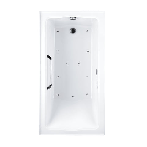 Toto 60" Cast Acrylic Clayton Drop-In Tub Left Drain Bathtub with Grab Bar, Cotton White, ABR782L#01YCP3