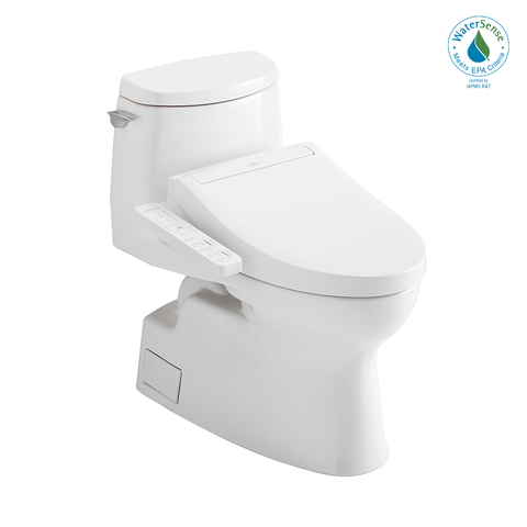 TOTO WASHLET+ Carlyle II 1G One-Piece Elongated 1.0 GPF Toilet and WASHLET+ C2 Bidet Seat, Cotton White, Vitreous China|Plastic, MW6143074CUFG#01