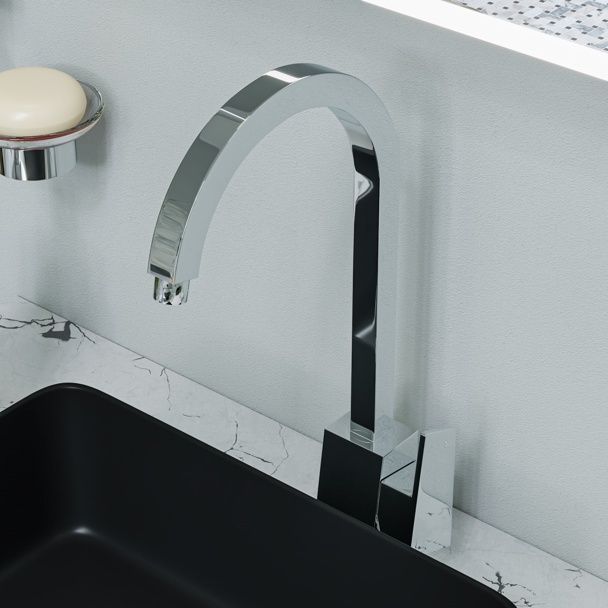 ALFI Polished Chrome Gooseneck Single Hole Bathroom Faucet, AB3470-PC