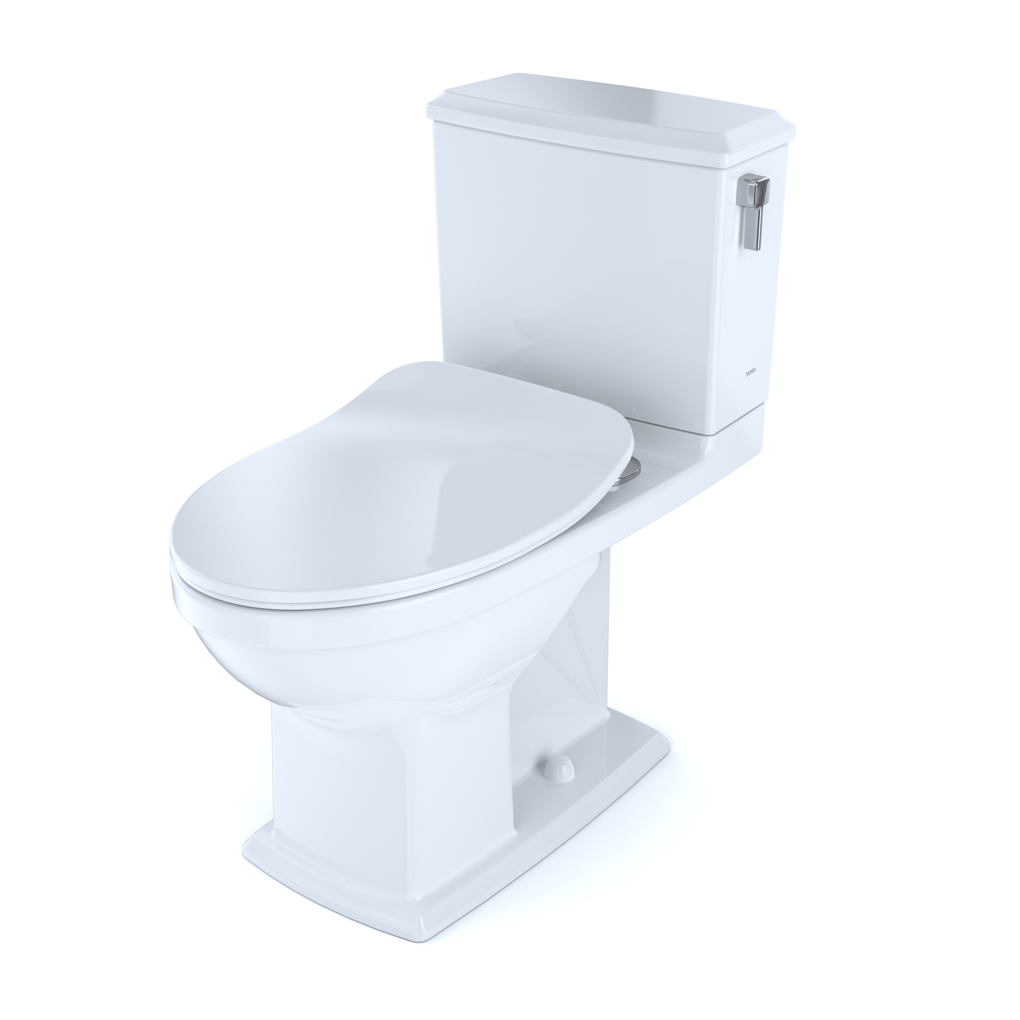 TOTO Connelly Two-Piece Elongated Dual Flush 1.28 and 0.9 GPF with CEFIONTECT and Right Lever, WASHLET+ Ready, Cotton White, Vitreous China, MS494234CEMFRG#01