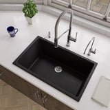 ALFI brand 30" Dual Mount Fireclay Kitchen Sink, Black Matte, No Faucet Hole, AB3018UD-BM