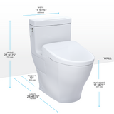 TOTO WASHLET+ Aimes One-Piece Elongated 1.28 GPF Toilet with Auto Flush S7A Contemporary Bidet Seat, Cotton White, Vitreous China|Plastic, MW6264736CEFGA#01