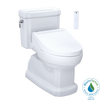 TOTO WASHLET+ Eco Guinevere Elongated 1.28 GPF Universal Height Toilet with C5 Bidet Seat, Cotton White, Vitreous China|Plastic, MW9743084CEFG#01