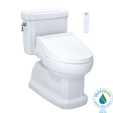 TOTO WASHLET+ Eco Guinevere Elongated 1.28 GPF Universal Height Toilet with C5 Bidet Seat, Cotton White, Vitreous China|Plastic, MW9743084CEFG#01