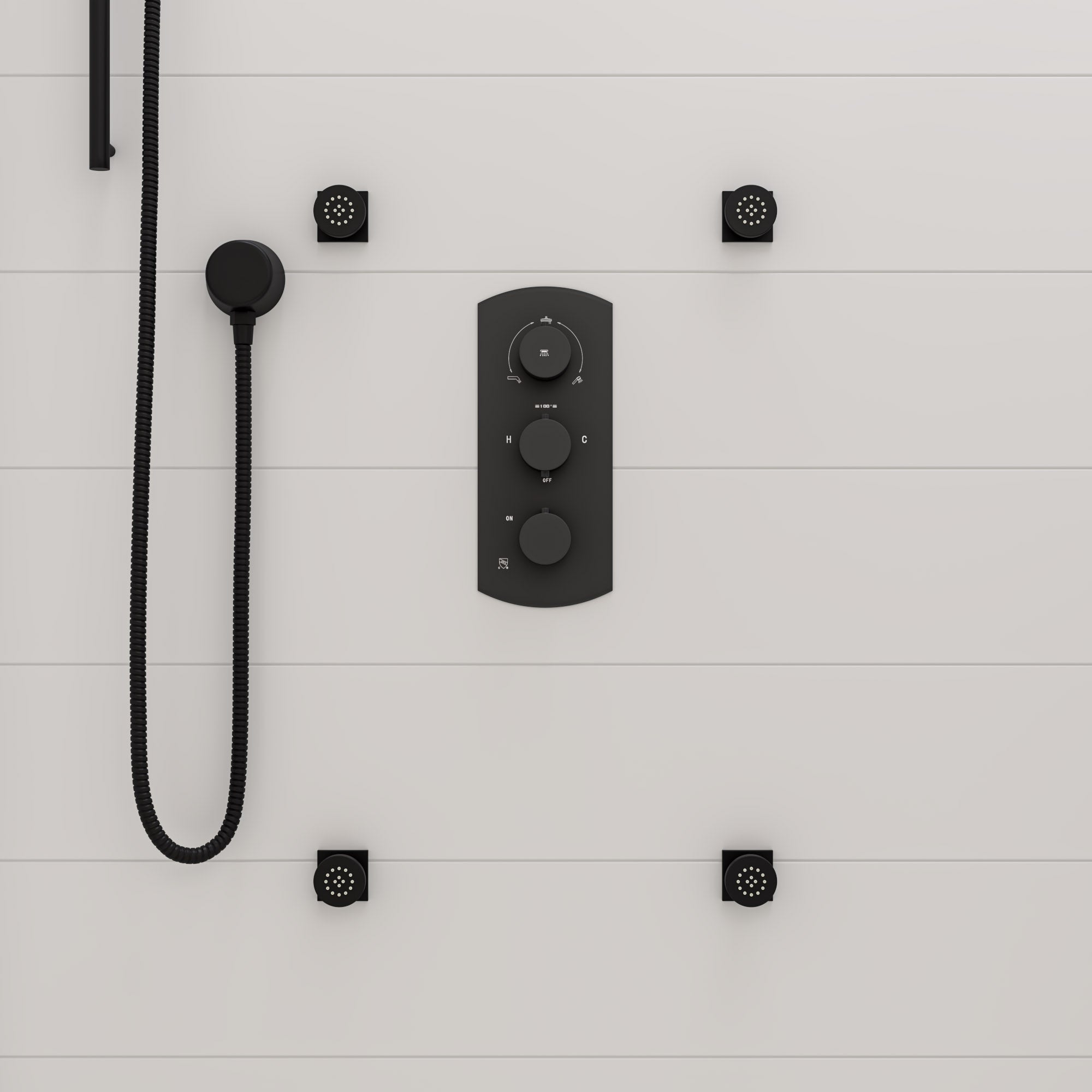 ALFI brand AB7938-BM Black Matte Round Sliding Rail Hand Shower Set, Brass