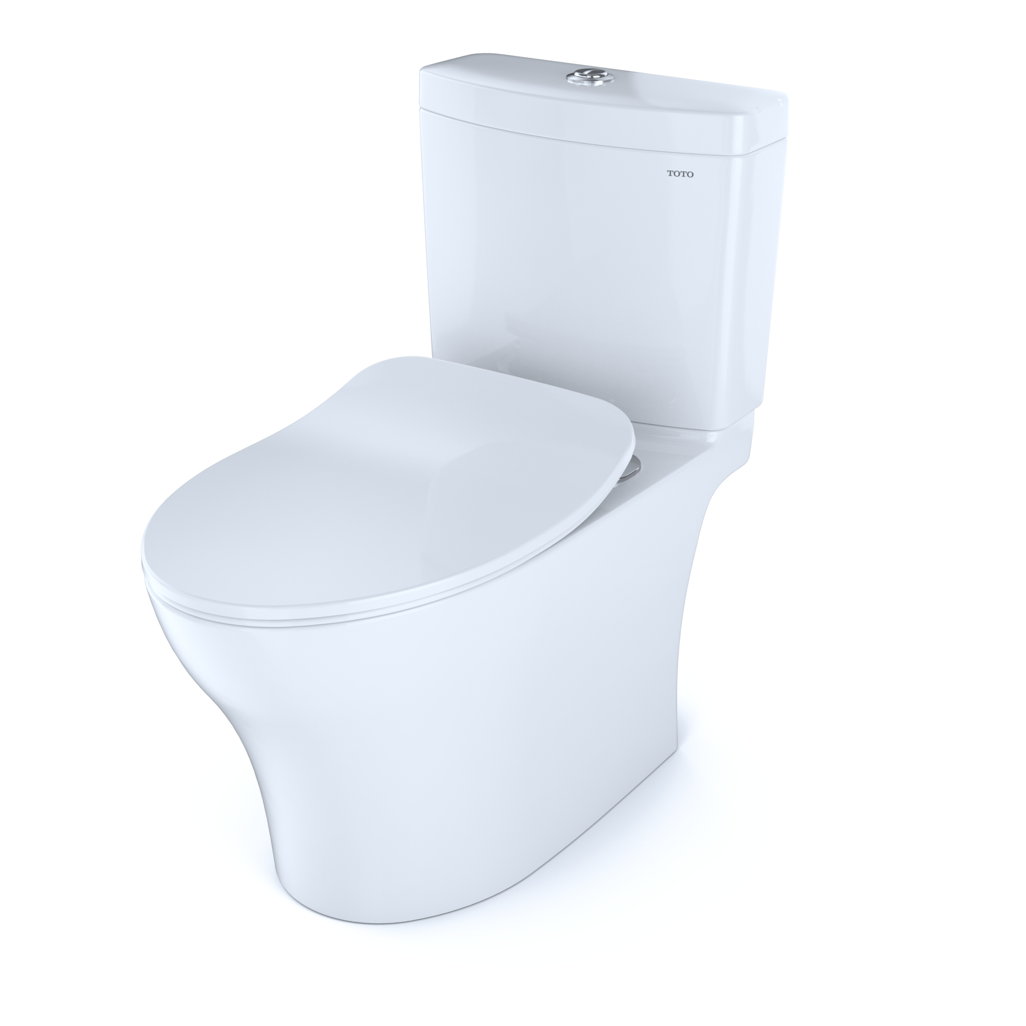 TOTO Aquia IV Two-Piece Elongated Dual Flush 1.28 and 0.9 GPF Toilet with CEFIONTECT and SoftClose Seat, WASHLET+ Ready, Cotton White, Vitreous China, MS446234CEMFGN#01