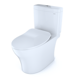 TOTO Aquia IV Two-Piece Elongated Dual Flush 1.28 and 0.9 GPF Toilet with CEFIONTECT and SoftClose Seat, WASHLET+ Ready, Cotton White, Vitreous China, MS446234CEMFGN#01