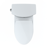 TOTO Drake II 1G Two-Piece Elongated 1.0 GPF Universal Height Toilet with CEFIONTECT and SS124 SoftClose Seat, WASHLET+ Ready, Cotton White, Vitreous China|Plastic, MS454124CUFG#01