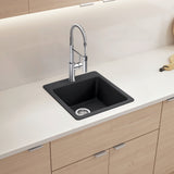 Blanco Liven 21" Dual Mount Silgranit Kitchen Sink, Coal Black, 1 Faucet Hole, 443226