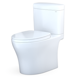 TOTO Aquia IV Cube Two-Piece Elongated Dual Flush 1.28 and 0.9 GPF Universal Height Toilet with CEFIONTECT, WASHLET+ Ready, Cotton White, Vitreous China, MS436124CEMFGN#01