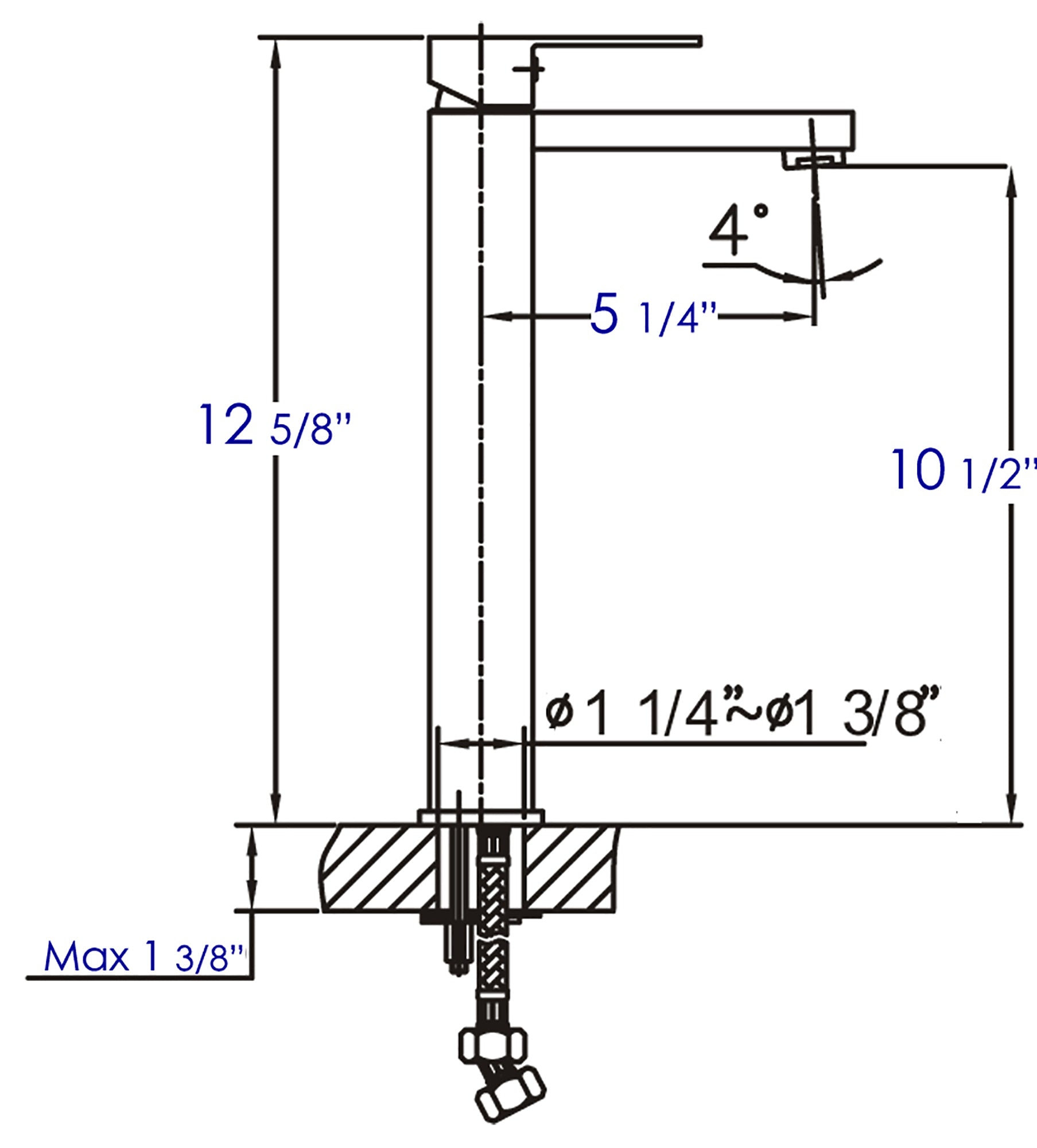 ALFI Polished Chrome Tall Square Single Lever Bathroom Faucet, AB1129-PC