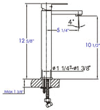 ALFI Brushed Nickel Tall Square Single Lever Bathroom Faucet, AB1129-BN