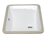 Eago 22" x 15" Rectangle Under Mount Porcelain Bathroom Sink, White, No Faucet Hole, BC227