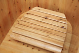 ALFI brand 61" Cedar Wood Free Standing Oval Bathtub with Chrome Tub Filler, Natural Wood, AB1136