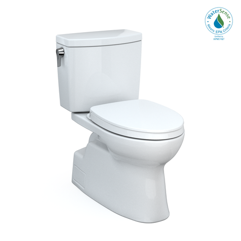 TOTO Vespin II 1G Two-Piece Elongated 1.0 GPF Universal Height Toilet with CEFIONTECT and SS124 SoftClose Seat, WASHLET+ Ready, Cotton White, Vitreous China|Plastic, MS474124CUFG#01