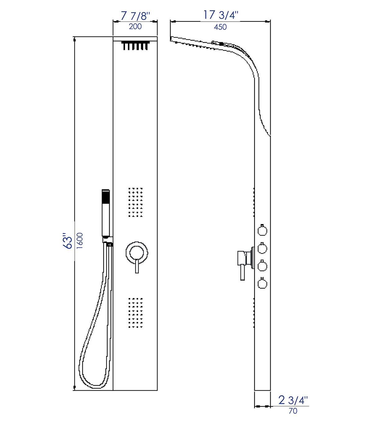 ALFI brand ABSP30 Stainless Steel Shower Panel with 2 Body Sprays, Grey