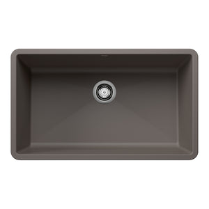 Alternate Image for Blanco Precis 32" Undermount Silgranit Kitchen Sink, Volcano Gray, No Faucet Hole, 443121