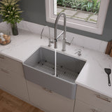 ALFI brand 30" Fireclay Farmhouse Sink, Gray Matte, No Faucet Hole, ABF3018-GM