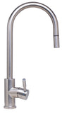 ALFI Solid Brushed Stainless Steel Single Hole Pull Down Kitchen Faucet, AB2028-BSS