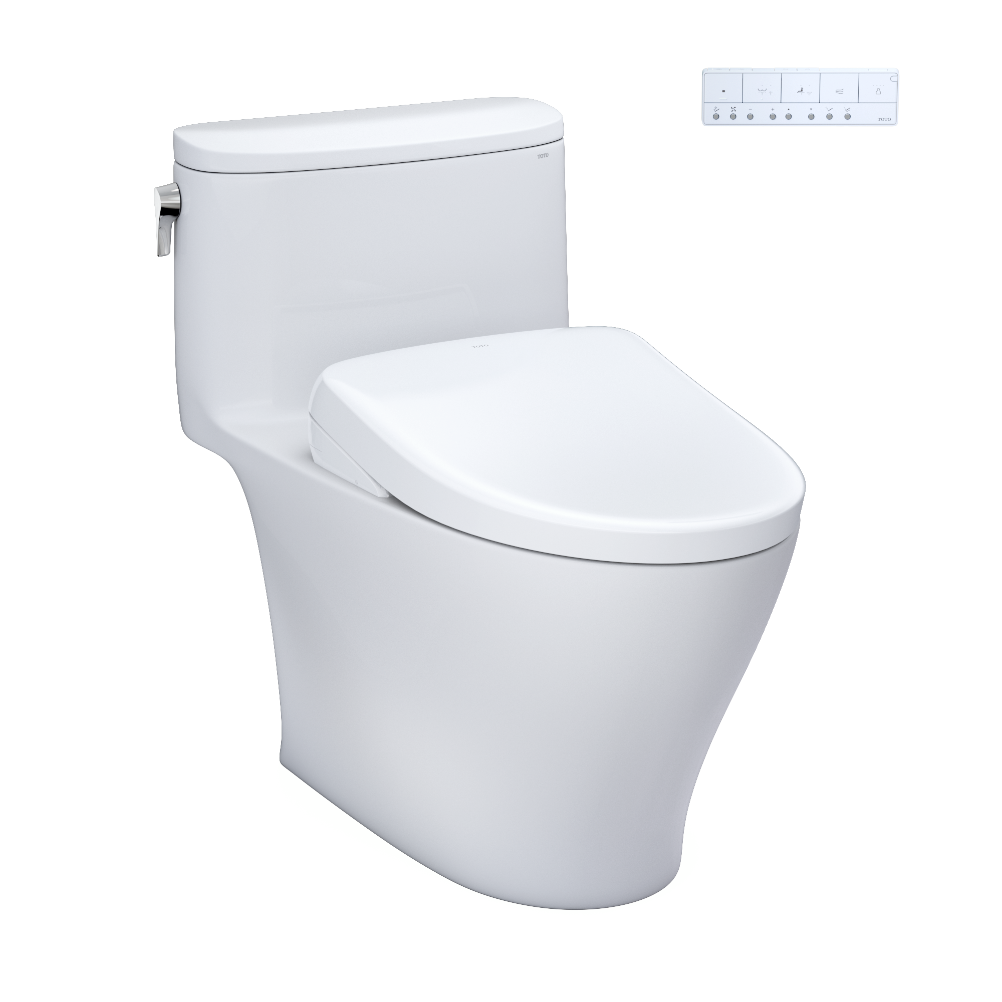 TOTO WASHLET+ Nexus One-Piece Elongated 1.28 GPF Toilet with S7A Contemporary Bidet Seat, Cotton White, Vitreous China|Plastic, MW6424736CEFG#01
