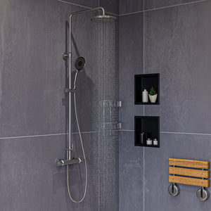 Alternate Image for ALFI brand AB2867-BN Brushed Nickel Round Style Thermostatic Exposed Shower Set, Brass