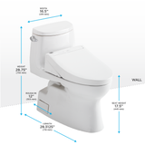 TOTO WASHLET+ Carlyle II One-Piece Elongated 1.28 GPF Toilet and WASHLET+ C5 Bidet Seat, Cotton White, Vitreous China|Plastic, MW6143084CEFG#01