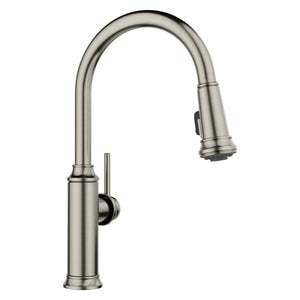 Alternate Image for Blanco Empressa High Arc Pull-Down Dual-Spray Kitchen Faucet, Satin Platinum, 1.5 GPM, Brass, 443245