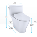 TOTO Nexus 1G One-Piece Elongated 1.0 GPF Universal Height Toilet with CEFIONTECT and SS234 SoftClose Seat, WASHLET+ Ready, Cotton White, Vitreous China, MS642234CUFG#01