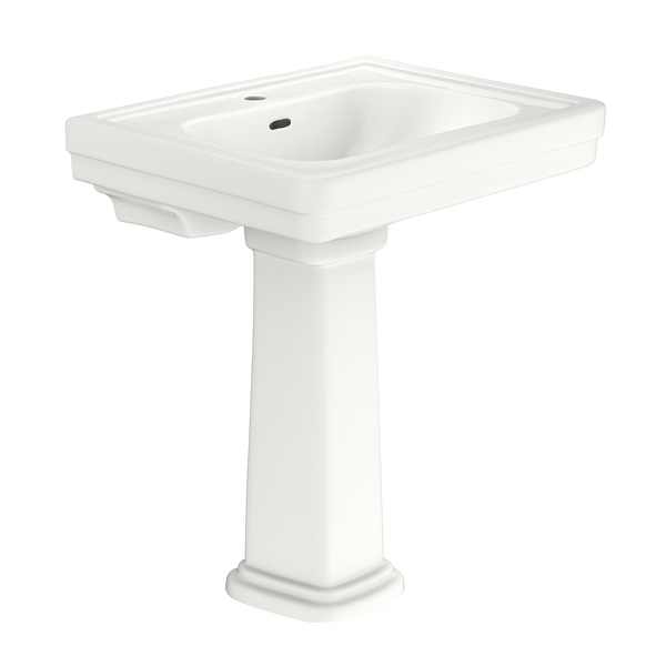 TOTO Promenade 27-1/2" x 22-1/4" Rectangular Pedestal Bathroom Sink for Single Hole Faucets, Colonial White, LPT530.8N#11, Vitreous China, LPT530N#11