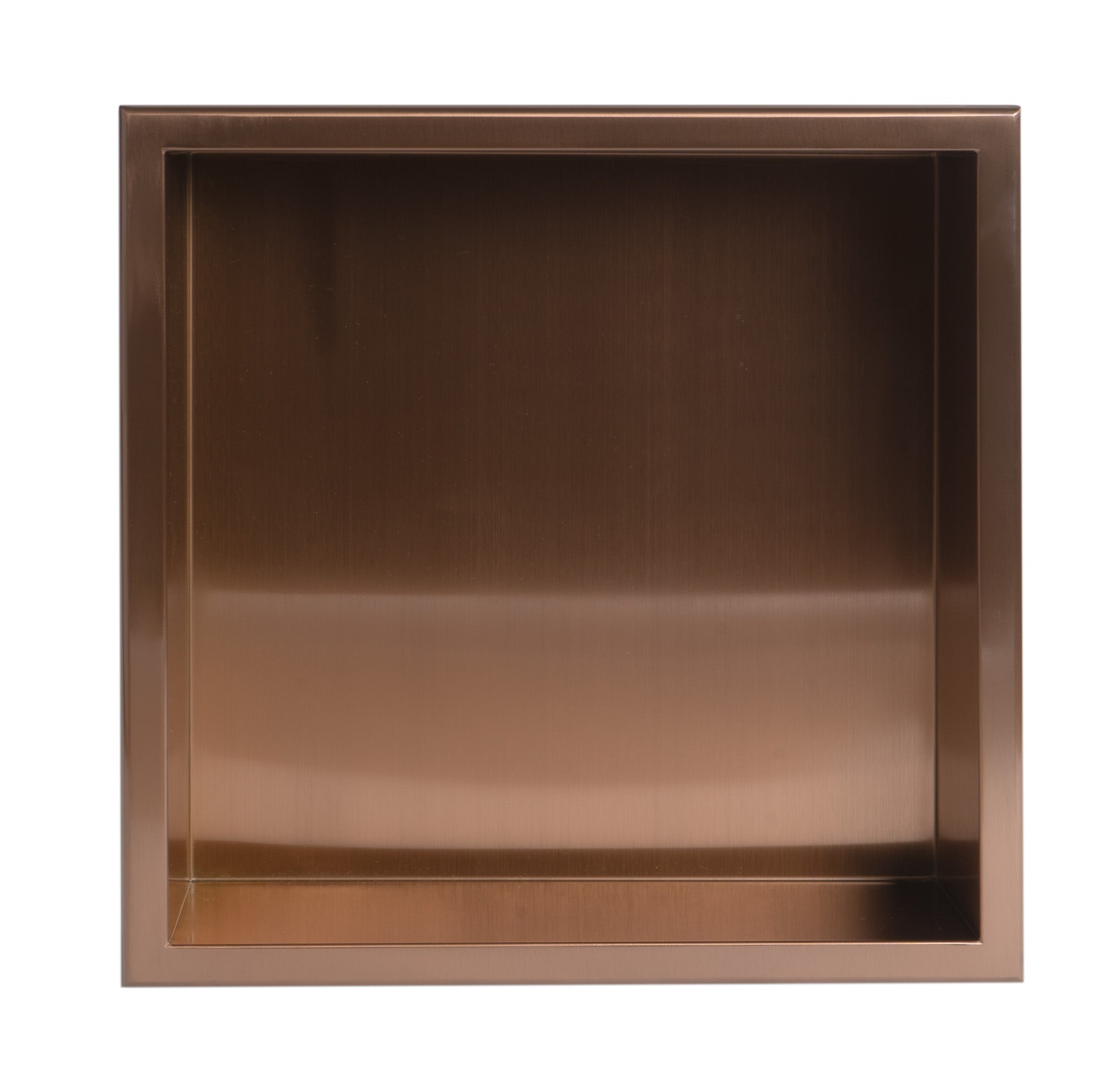 ALFI brand ABNP1616-BC 16" x 16" Brushed Copper PVD Steel Square Single Shelf Shower Niche, Stainless Steel, 20 Gauge