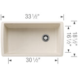 Blanco Diamond 34" Undermount Silgranit Kitchen Sink, Soft White, No Faucet Hole, 443071