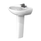 TOTO Supreme Oval Basin Pedestal Bathroom Sink with CEFIONTECT for 4 Inch Center Faucets, Cotton White, Vitreous China, LPT241.4G#01