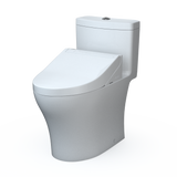 TOTO WASHLET+ Aquia IV One-Piece Elongated Dual Flush 1.28 and 0.9 GPF Toilet and WASHLET C5 Bidet Seat, Cotton White- Vitreous China|Plastic, MW6463084CEMFGN#01