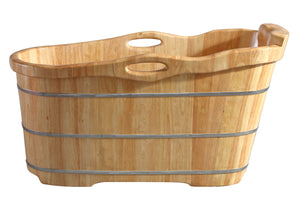Alternate Image for ALFI brand 57" Rubber Wood Free Standing Oval Soaking Bathtub, Natural Wood, AB1187