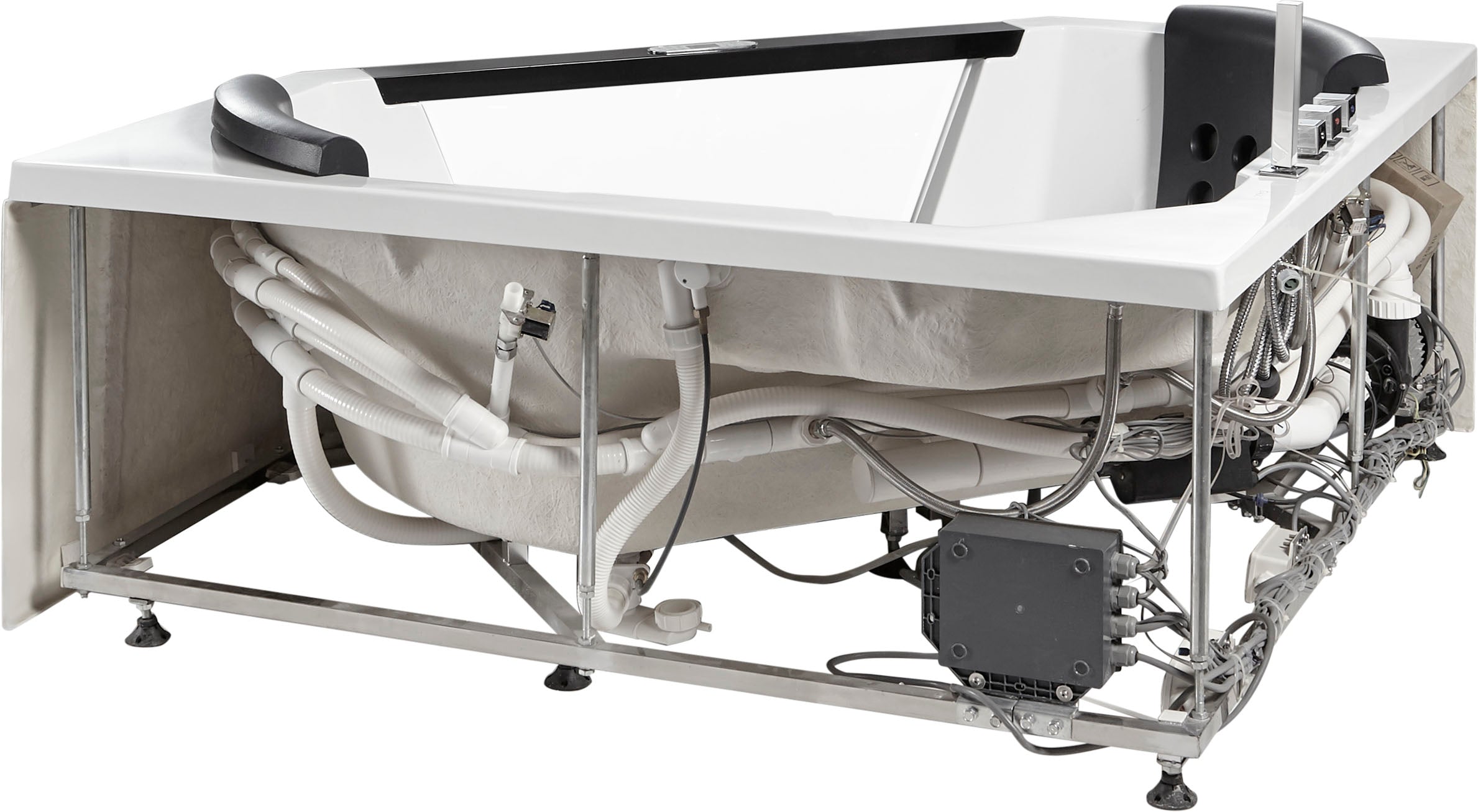 Eago 59" Acrylic Corner Neo-angle Round Bathtub, White, AM156ETL