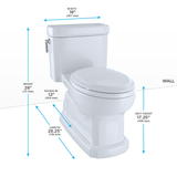 TOTO Eco Guinevere Elongated 1.28 GPF Universal Height Skirted Toilet with CEFIONTECT and SoftClose Seat, Cotton White, Vitreous China|Plastic, MS974224CEFG#01