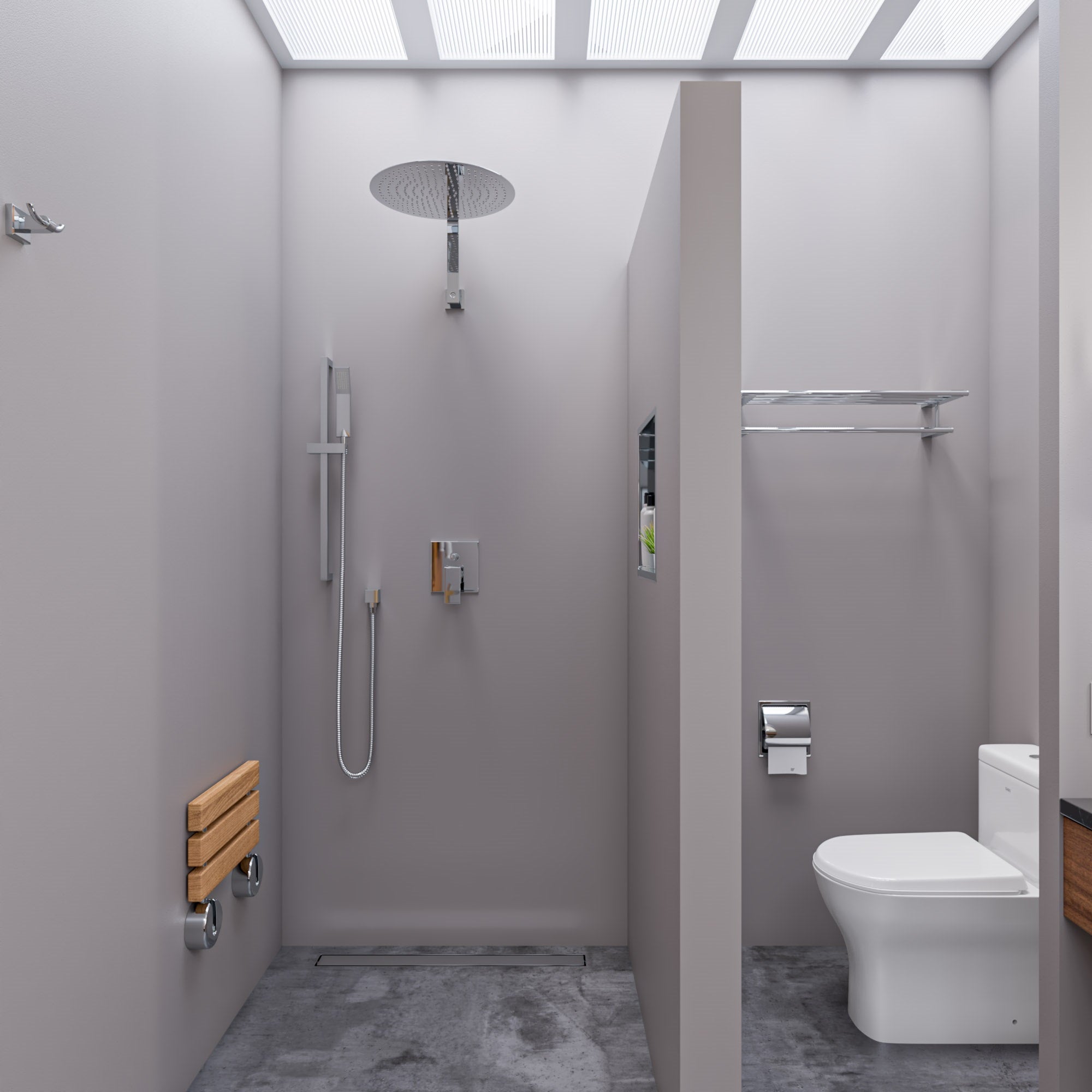 ALFI brand ABLD32B-PSS 32" Modern Polished Stainless Steel Linear Shower Drain with Solid Cover