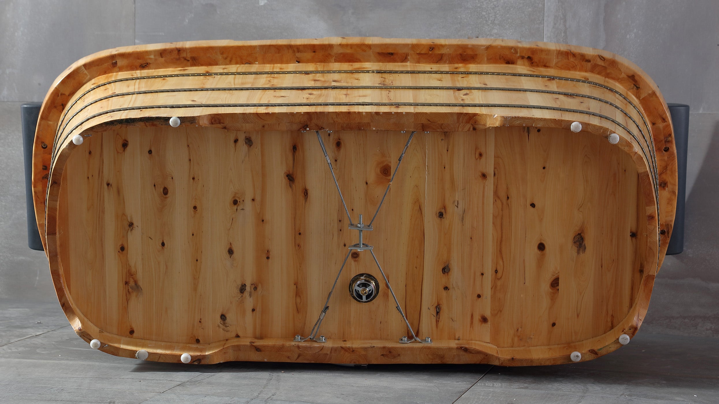 Alternative View of ALFI brand 65" Cedar Wood Free Standing Oval Bathtub with Fixtures & Headrests, Natural Wood, AB1130