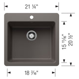 Blanco Liven 21" Dual Mount Silgranit Kitchen Sink, Volcano Gray, 1 Faucet Hole, 443232