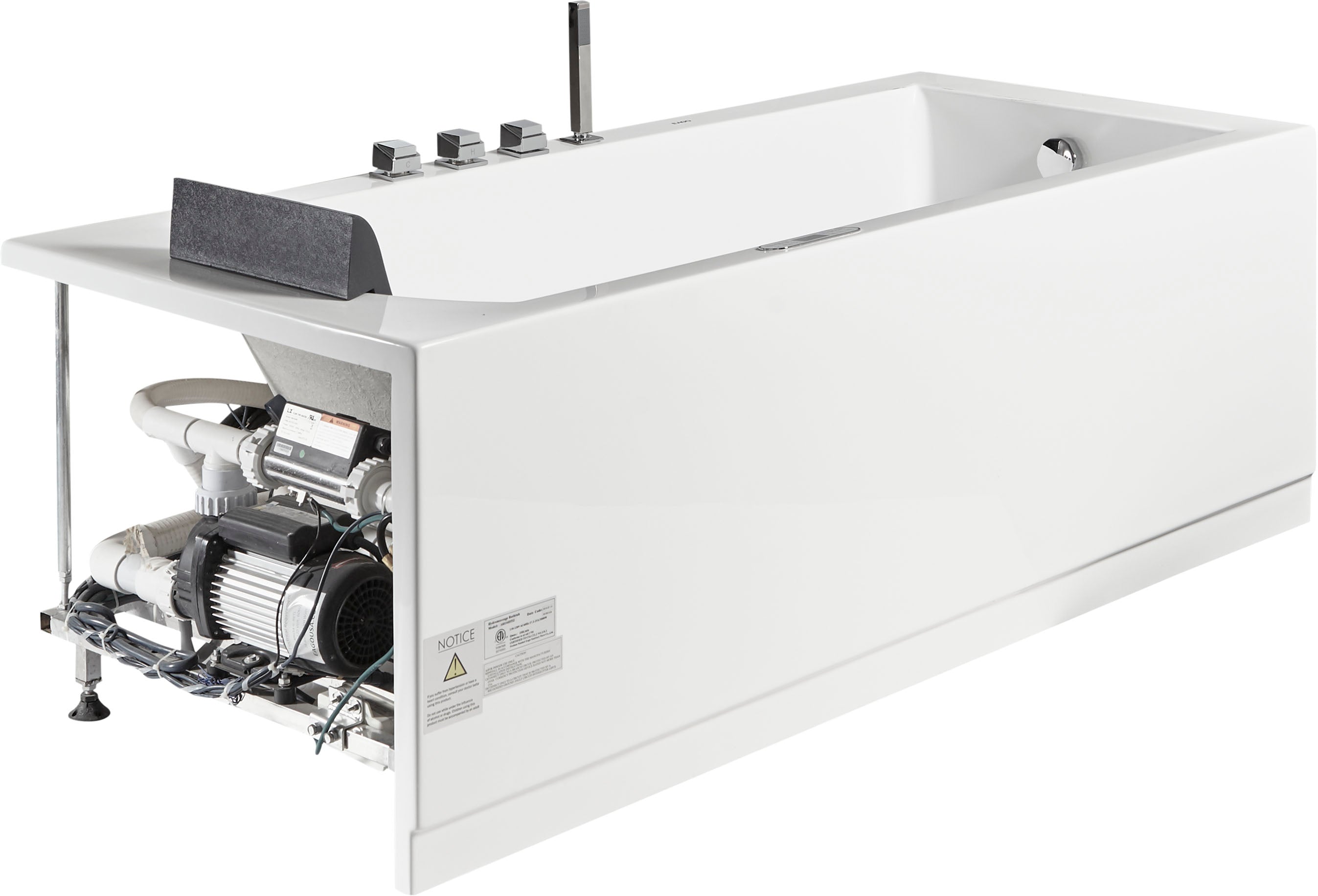 Eago 71" Acrylic Corner Rectangle Bathtub with Fixtures, White, AM154ETL-R6