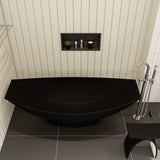 ALFI brand 71" Solid Surface Resin Free Standing Oval Bathtub, Hammock Style, Black Matte, AB9991BM