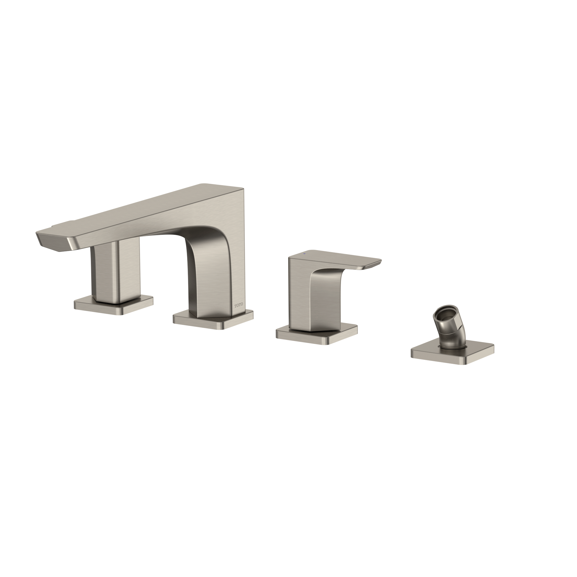 TOTO GE Two-Handle Deck-Mount Roman Tub Filler Trim with Handshower, Brushed Nickel, Brass, TBG07202U#BN