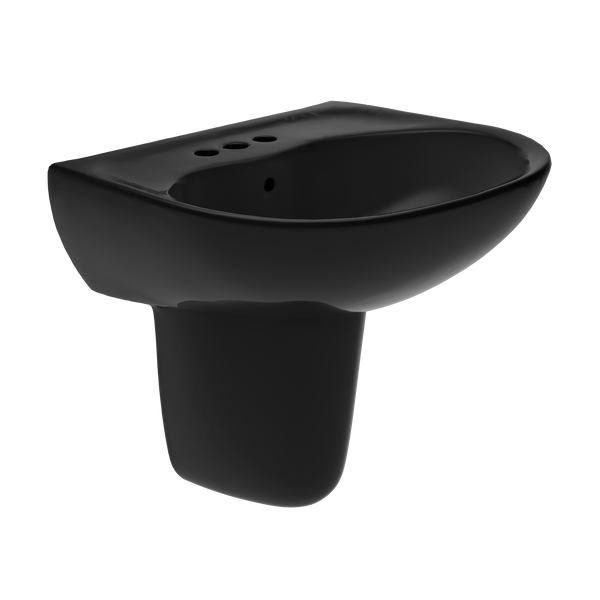 TOTO Supreme Oval Wall-Mount Bathroom Sink and Shroud for 4 Inch Center Faucets, Ebony, Vitreous China, LHT241.4#51