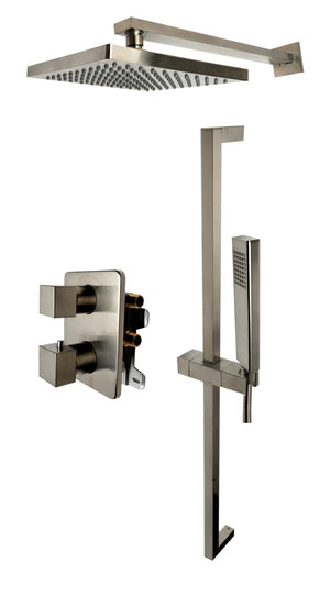 Main Image of ALFI brand AB2830-BN Brushed Nickel 2 Way Thermostatic Square Shower Set, Brass