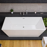 ALFI brand 67" Acrylic Free Standing Rectangle Soaking Bathtub, White, AB8832