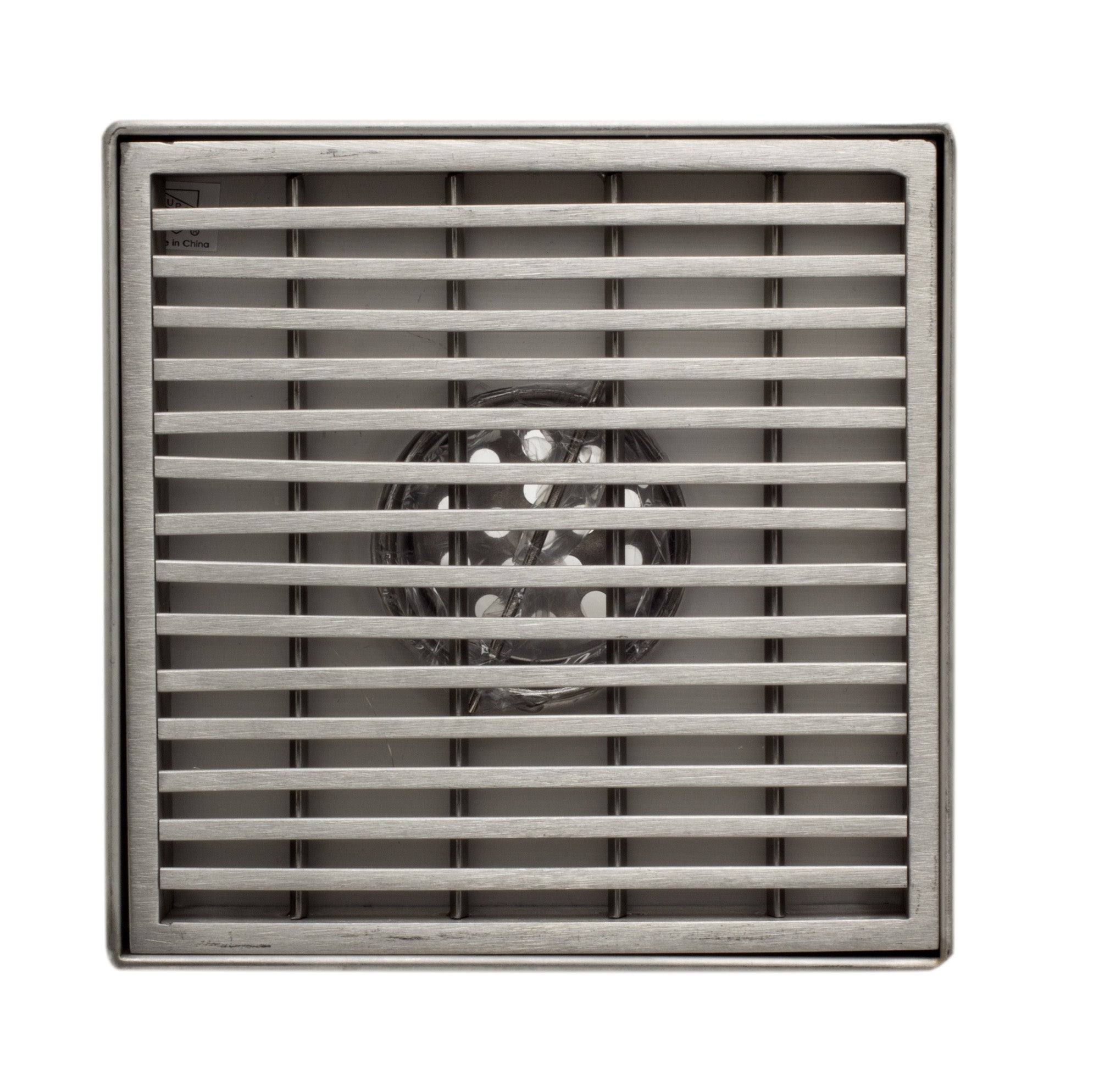 ALFI brand ABSD55D 5" x 5" Square Stainless Steel Shower Drain with Groove Lines, Grey