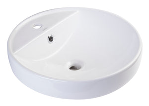 Alternate Image for Eago 18.5" x 18.5" Round Above Mount Porcelain Bathroom Sink, White, 1 Faucet Hole, BA141