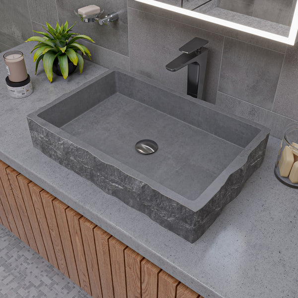 Main Image of ALFI brand 24" x 15.6" Rectangle Above Mount Concrete Bathroom Sink, Gray Matte, No Faucet Hole, ABCO24R