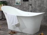 ALFI brand 74" Solid Surface Smooth Resin Free Standing Oval Soaking Bathtub, White Matte, AB9915